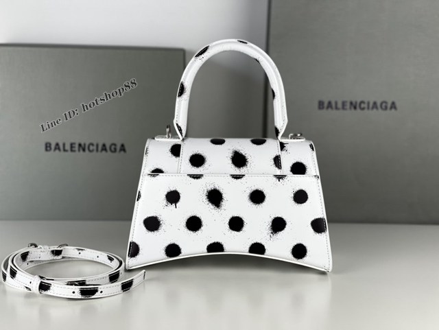 Balenciaga專櫃爆款Hourglass沙漏包手提女包 巴黎世家波點白沙漏包 fyj1530